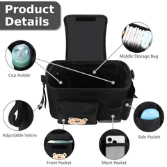 Accmor universal stroller organizer front pocket holds wipes for quick cleanups.