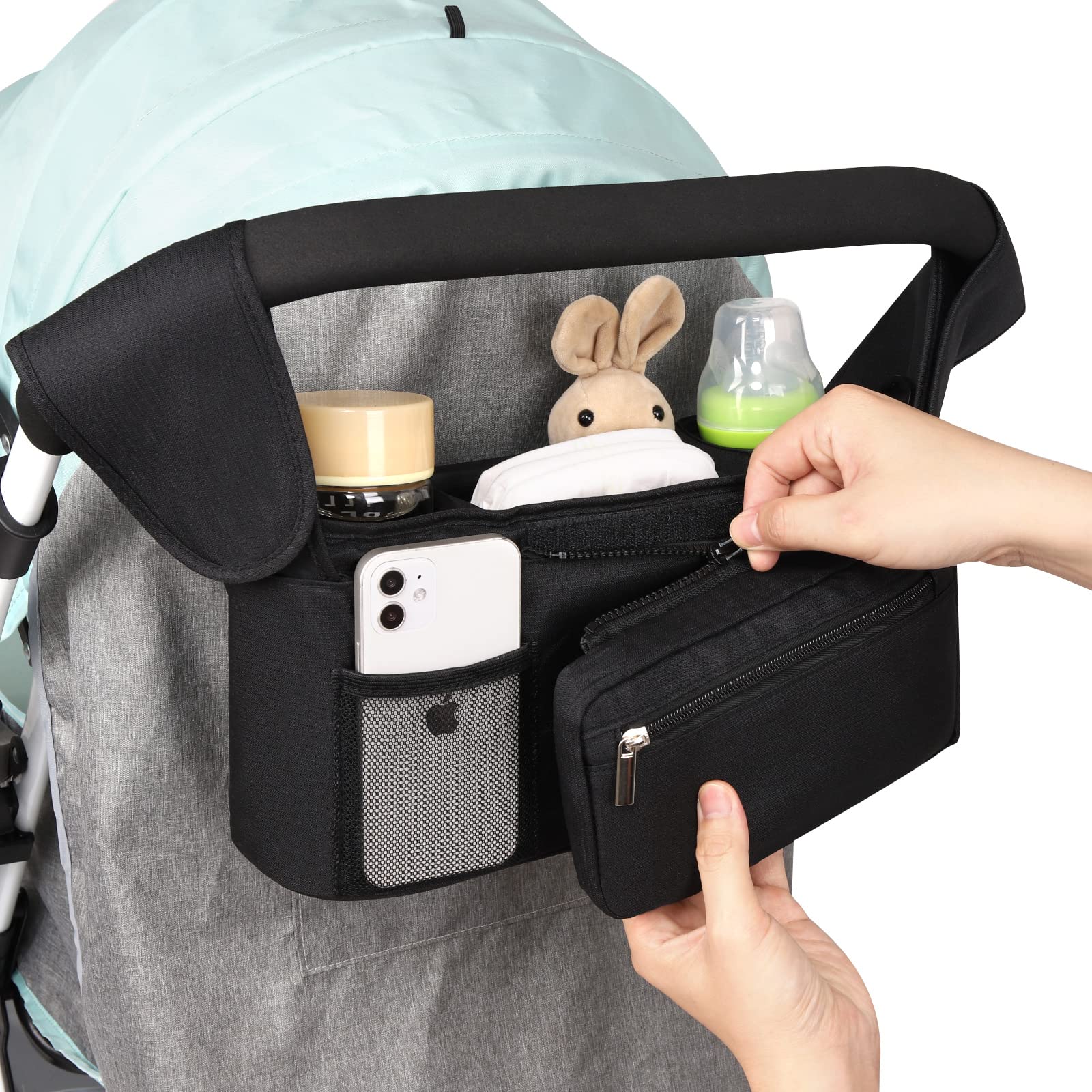 Accmor hanging cup holder design keeps drinks accessible while strolling