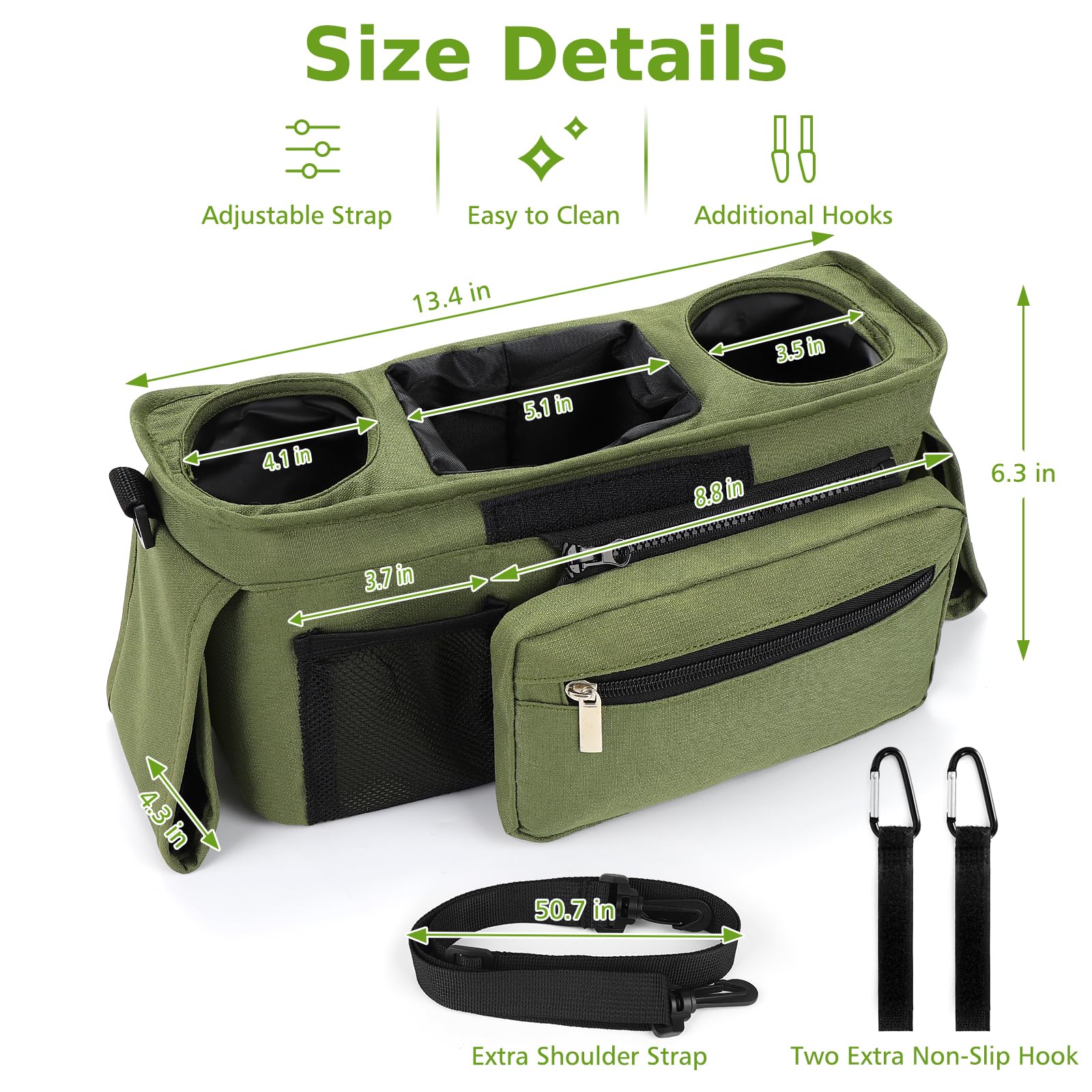 Accmor universal stroller organizer in use with baby essentials on walk