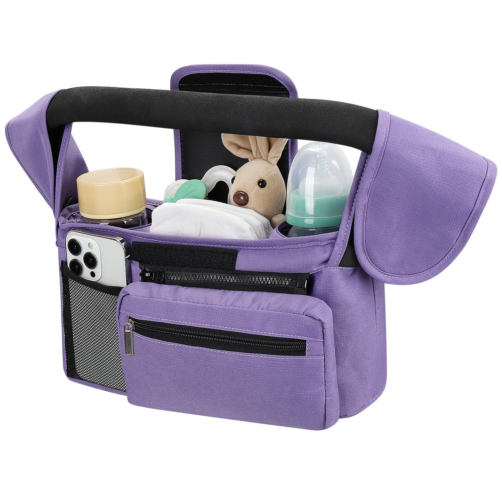 Accmor universal stroller organizer with insulated left cup holder keeps drinks cool on walks.