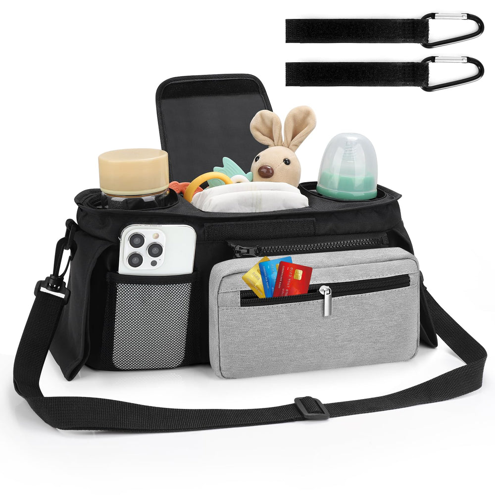 Accmor Universal Stroller Organizer right view showing insulated cup holder for drinks