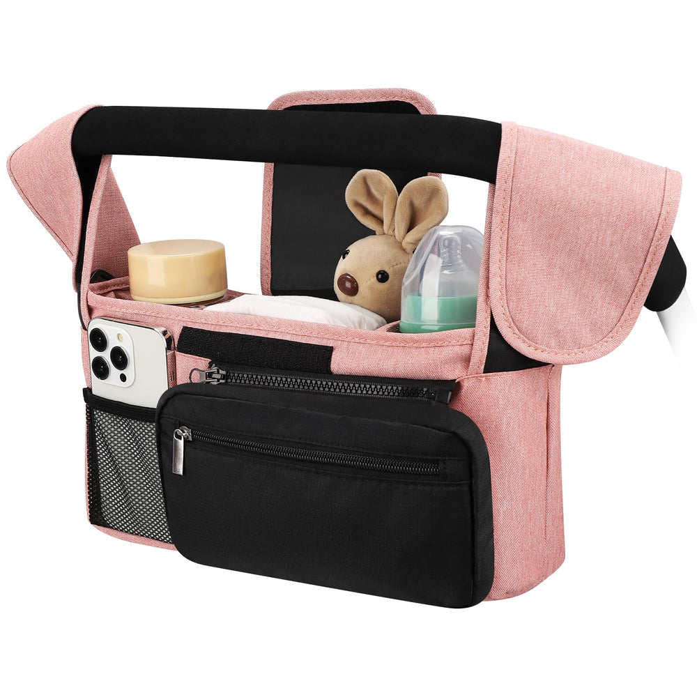 Accmor Universal Stroller Organizer with insulated cup holders keeps bottles cool or warm.