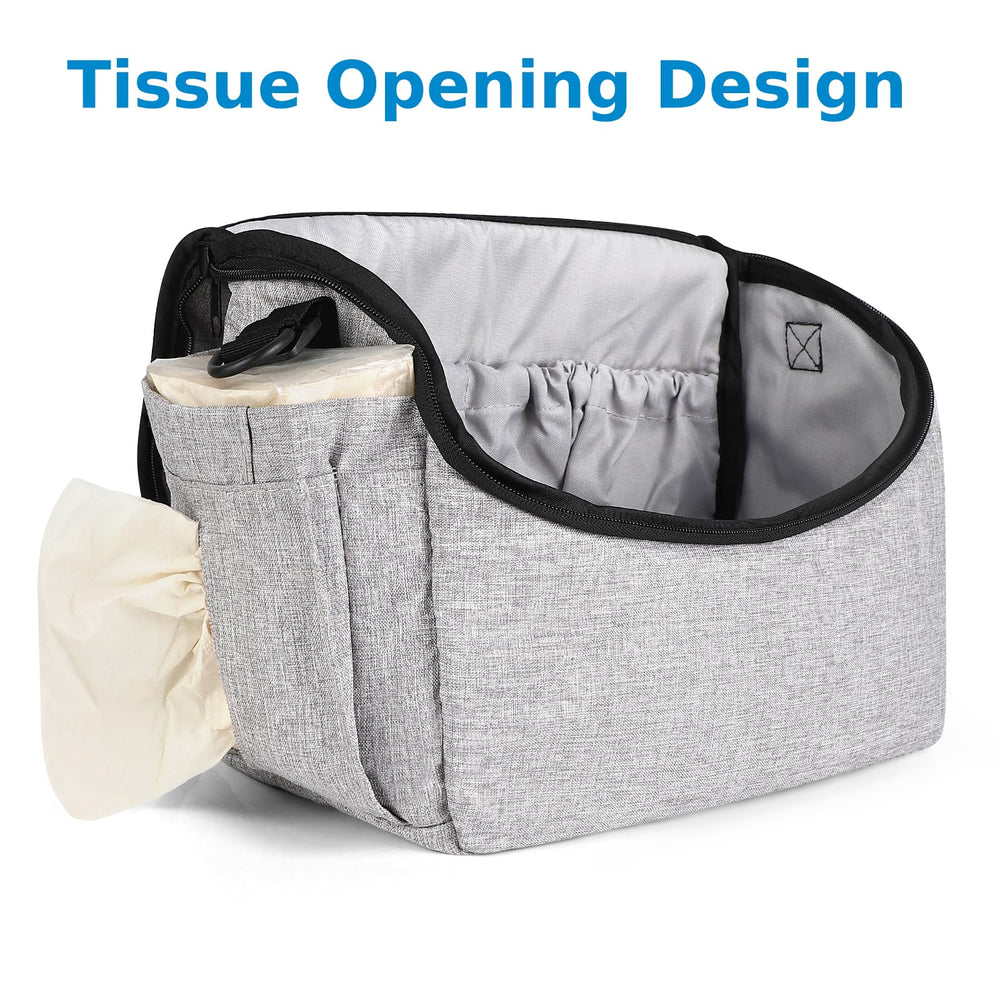 Accmor universal stroller organizer mesh pocket keeps pacifiers and teething toys organized.