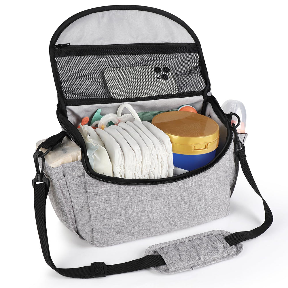 Accmor universal stroller organizer side view with cup holders for bottles on the go.