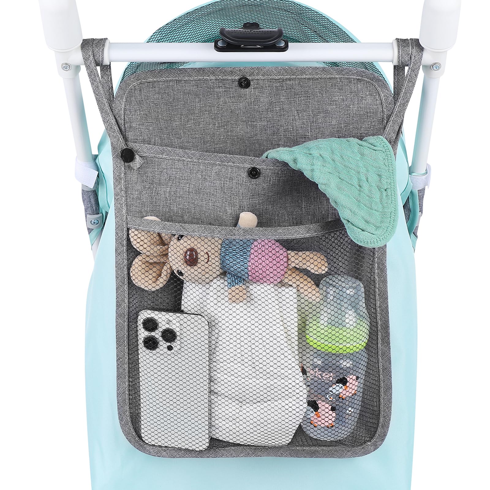 Accmor universal stroller organizer strap attachment shows simple, secure stroller mounting.