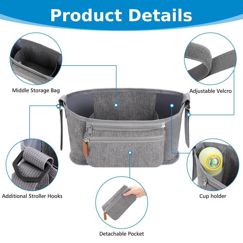 Accmor universal stroller organizer Velcro strap provides secure, adjustable installation.