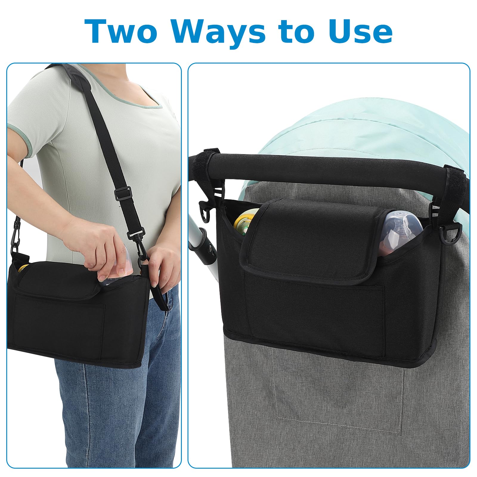 Accmor high-strength Velcro strap securing the organizer to a stroller