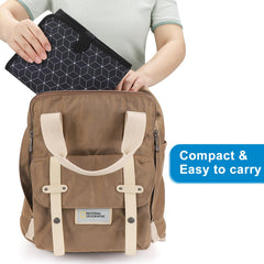 Accmor waterproof outer shell of diaper changing pad protects surfaces during changes.