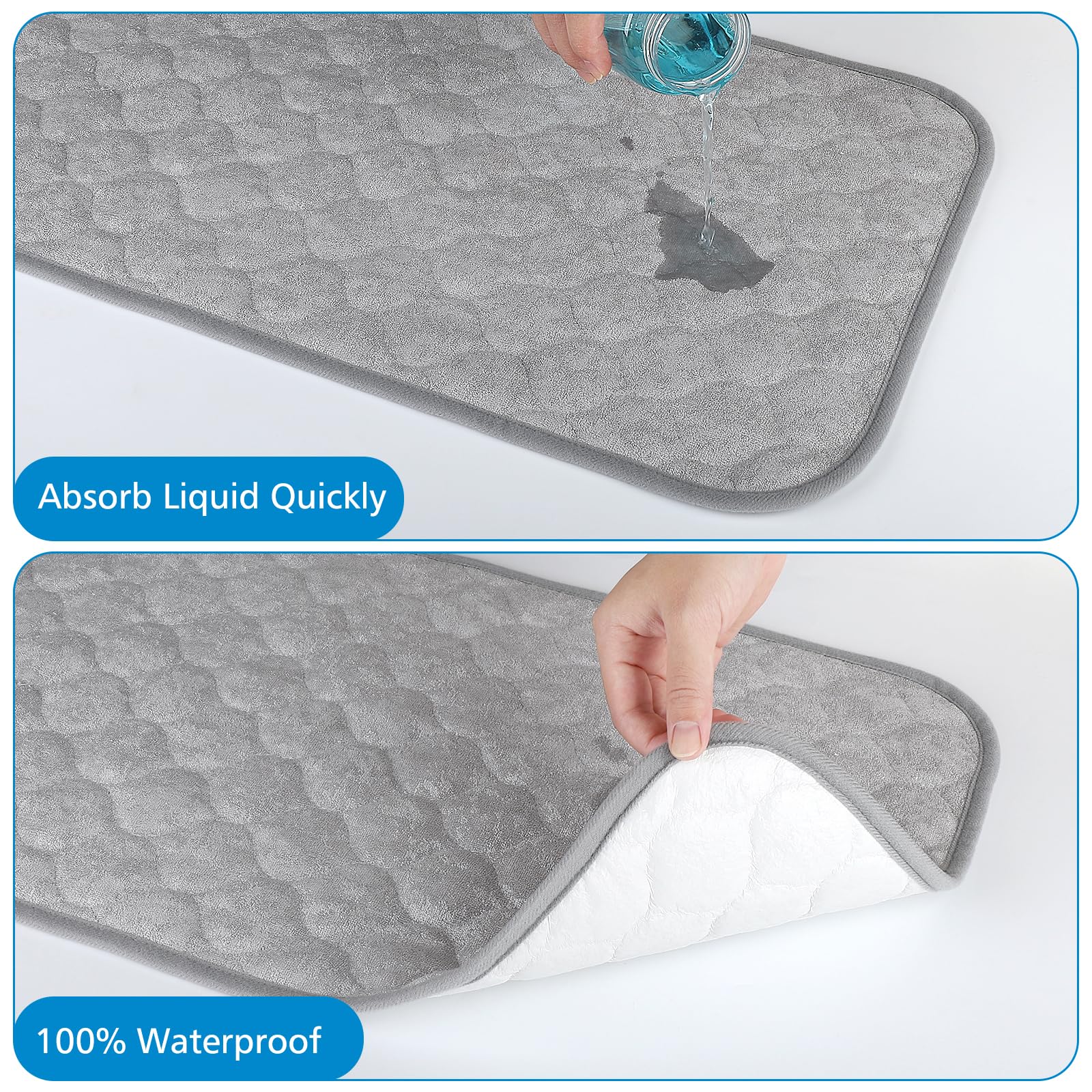 Accmor waterproof material closeup highlights spill resistance and easy cleanup after messes.