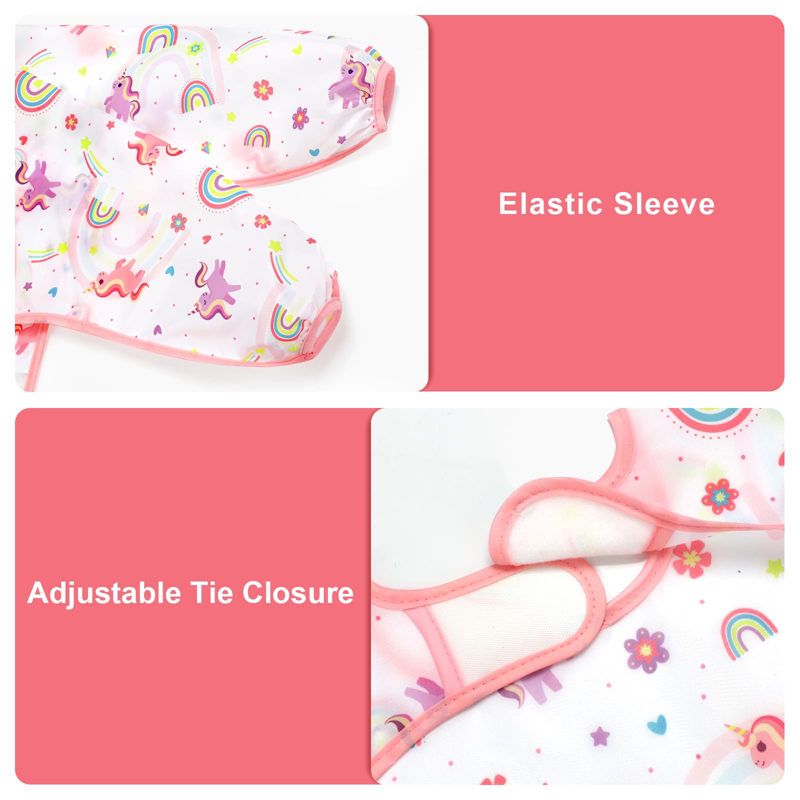 Accmor waterproof sleeved bib keeps outfits clean during active feeding sessions.