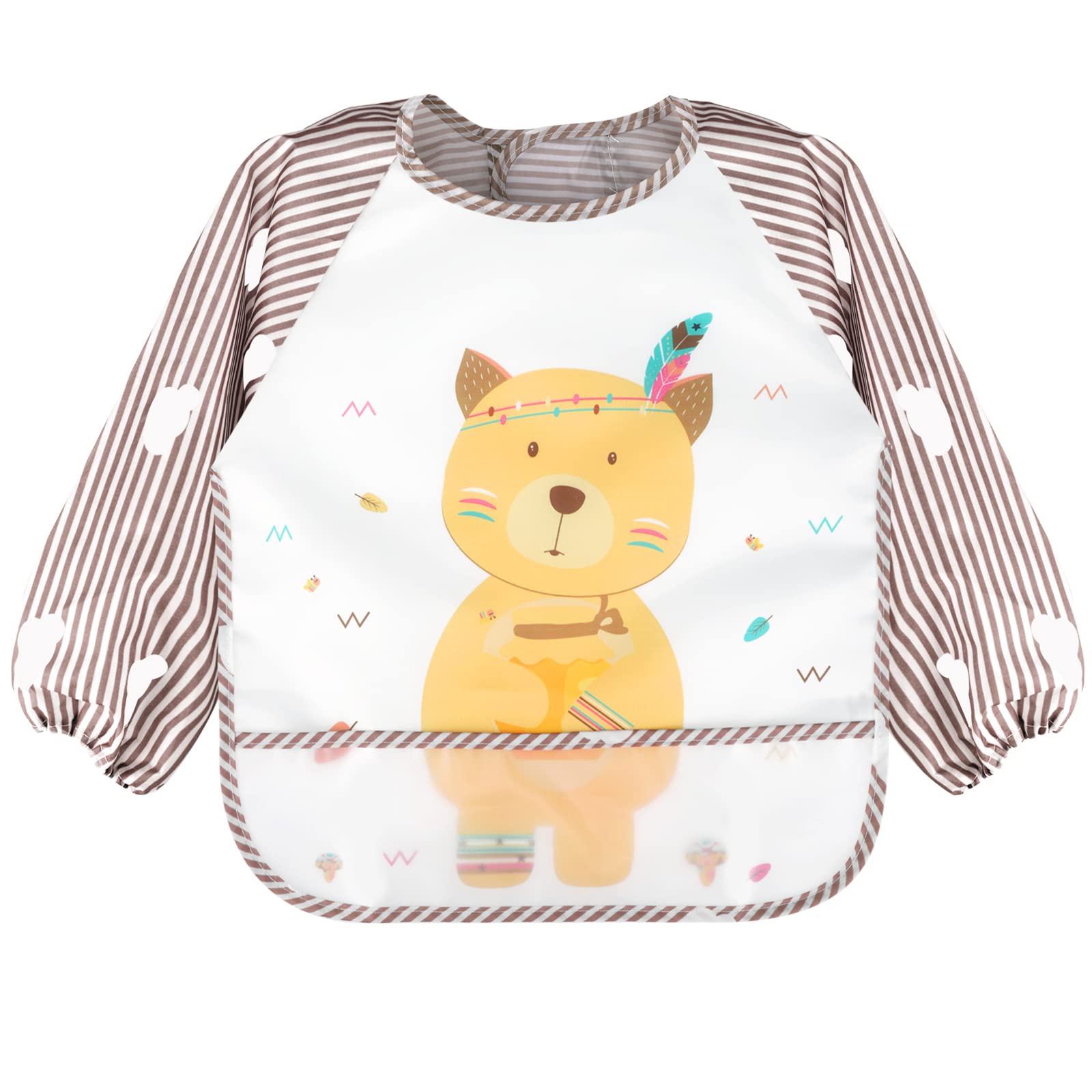 Accmor waterproof surface closeup bib shows protective coating during feeding.