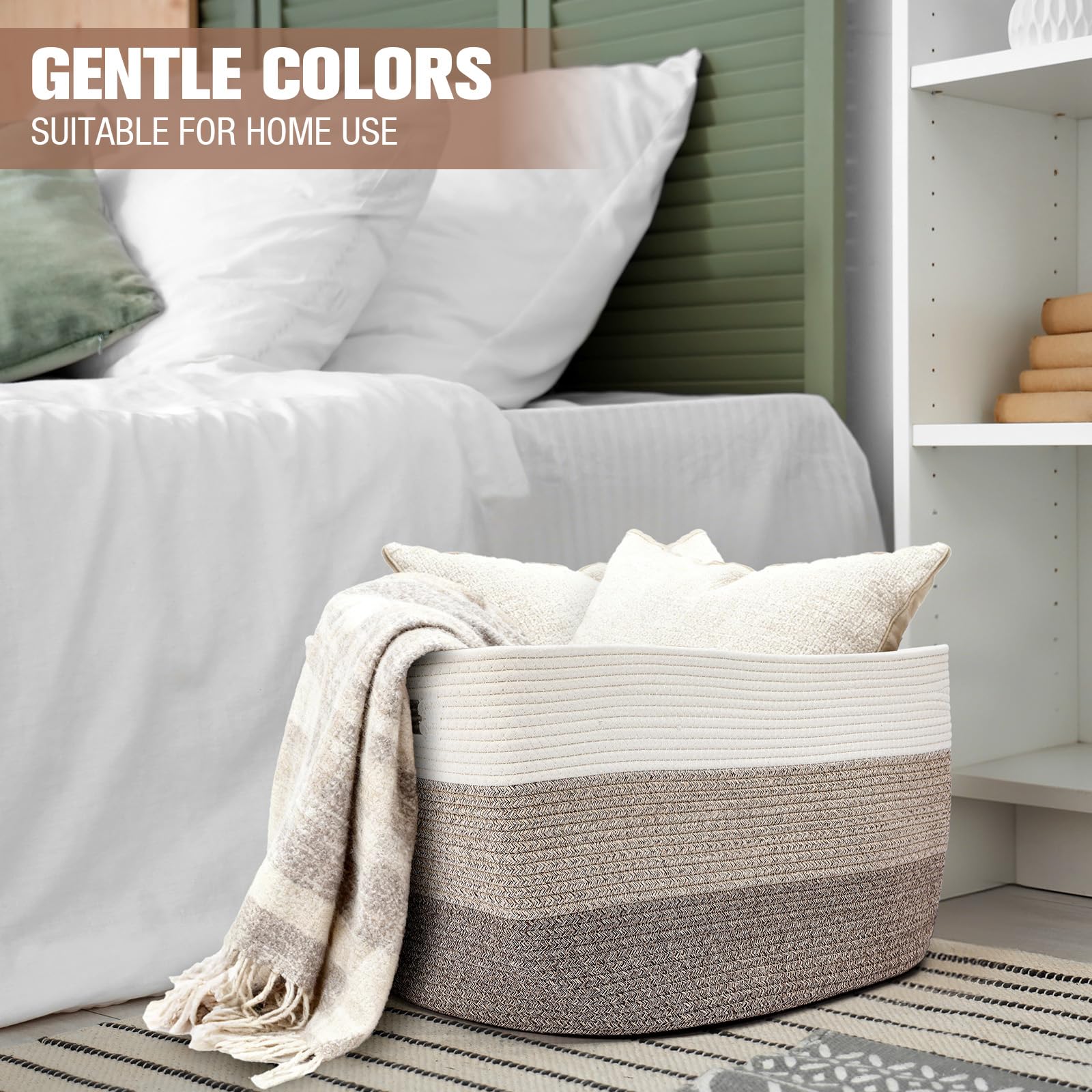 Acellegic foldable blanket basket flat when empty, easy seasonal storage
