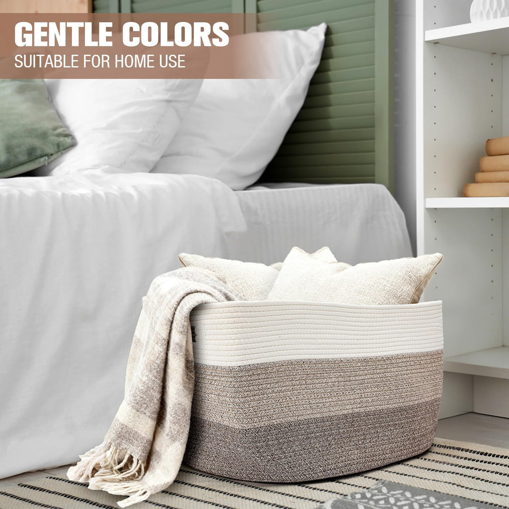 Acellegic foldable blanket basket flat when empty, easy seasonal storage