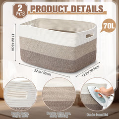Acellegic rectangle storage basket with handles close-up stitching for sturdy organization