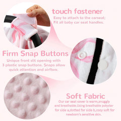 AceOrbit pink bow car seat cover features durable polyester outer layer for lasting use.