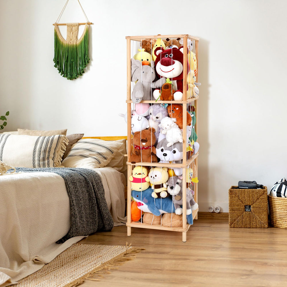 ACEPRUT kidroom setup staged in bedroom corner with plush storage