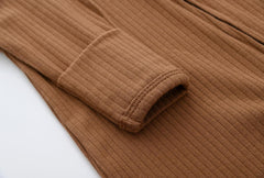 ACESTAR coffee long-sleeve onesie detail with soft seams