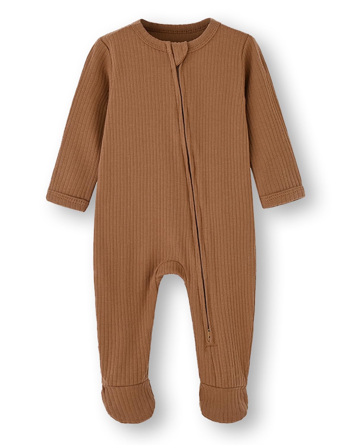 ACESTAR coffee two-way zipper pajama close-up for easy diaper changes