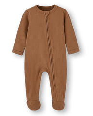 ACESTAR coffee two-way zipper pajama close-up for easy diaper changes