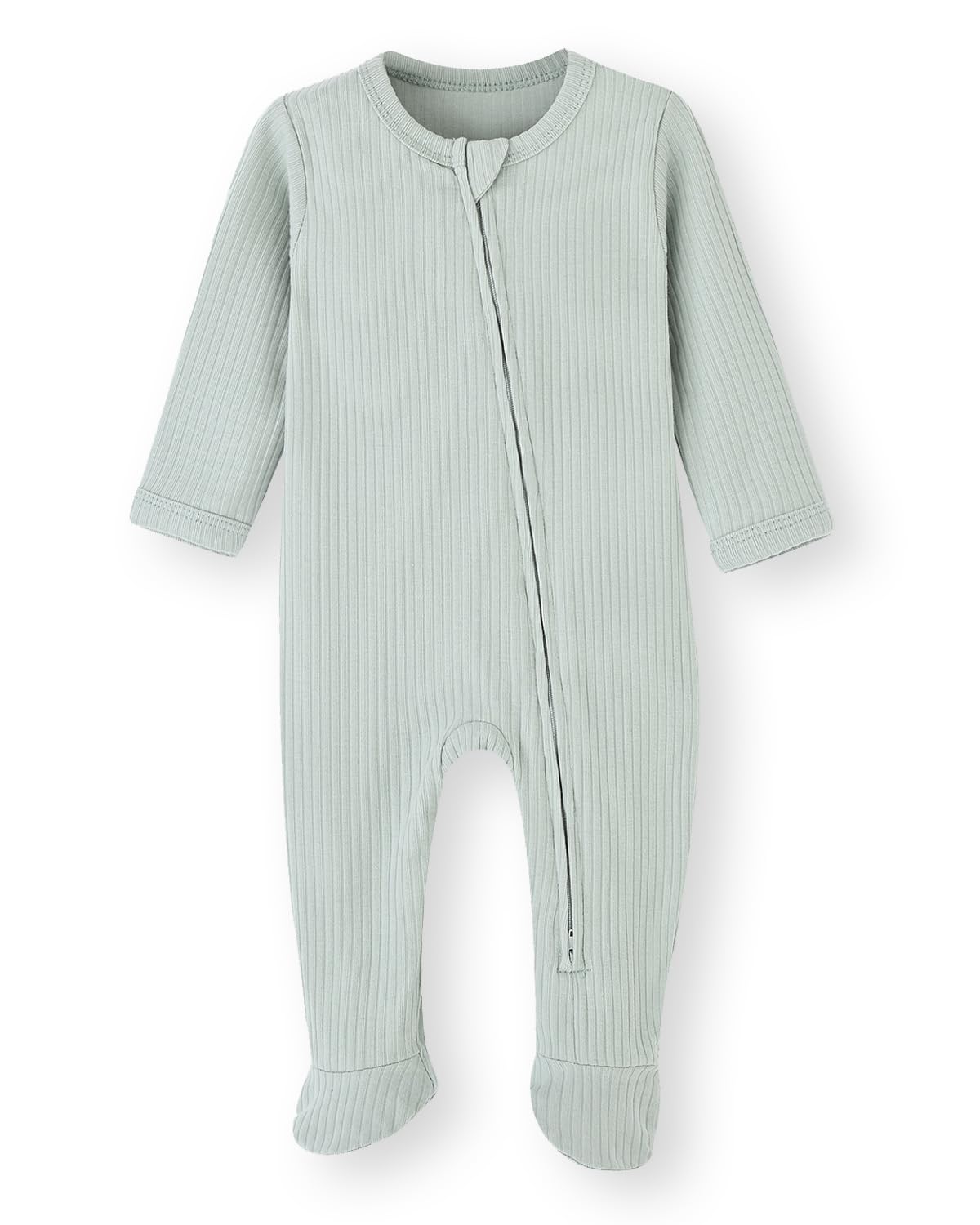ACESTAR unisex baby footies pajamas mint green front zipper for quick diaper changes