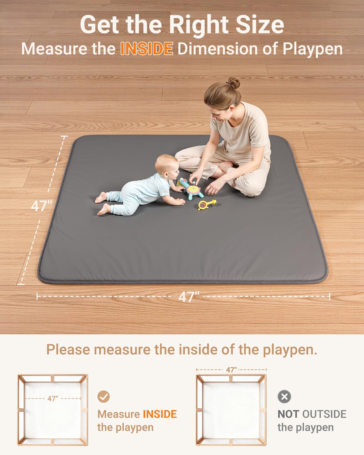 ACIROC gray nursery mat complements decor while inviting tummy time and early exploration.