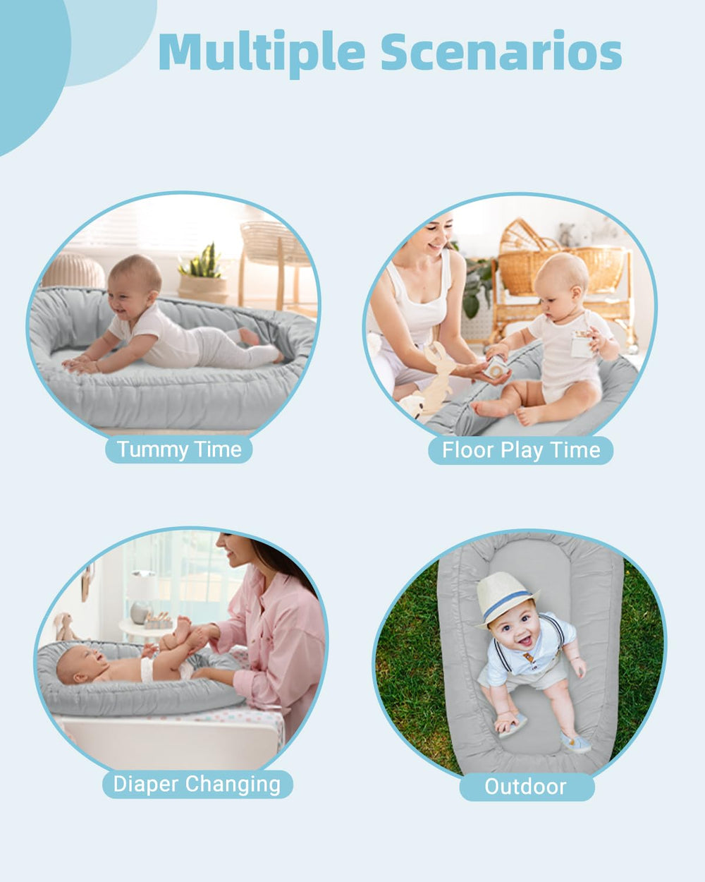 ACIROC Baby Lounger safe-certified by CPC, CPSIA, ASTM with soft cotton filling.