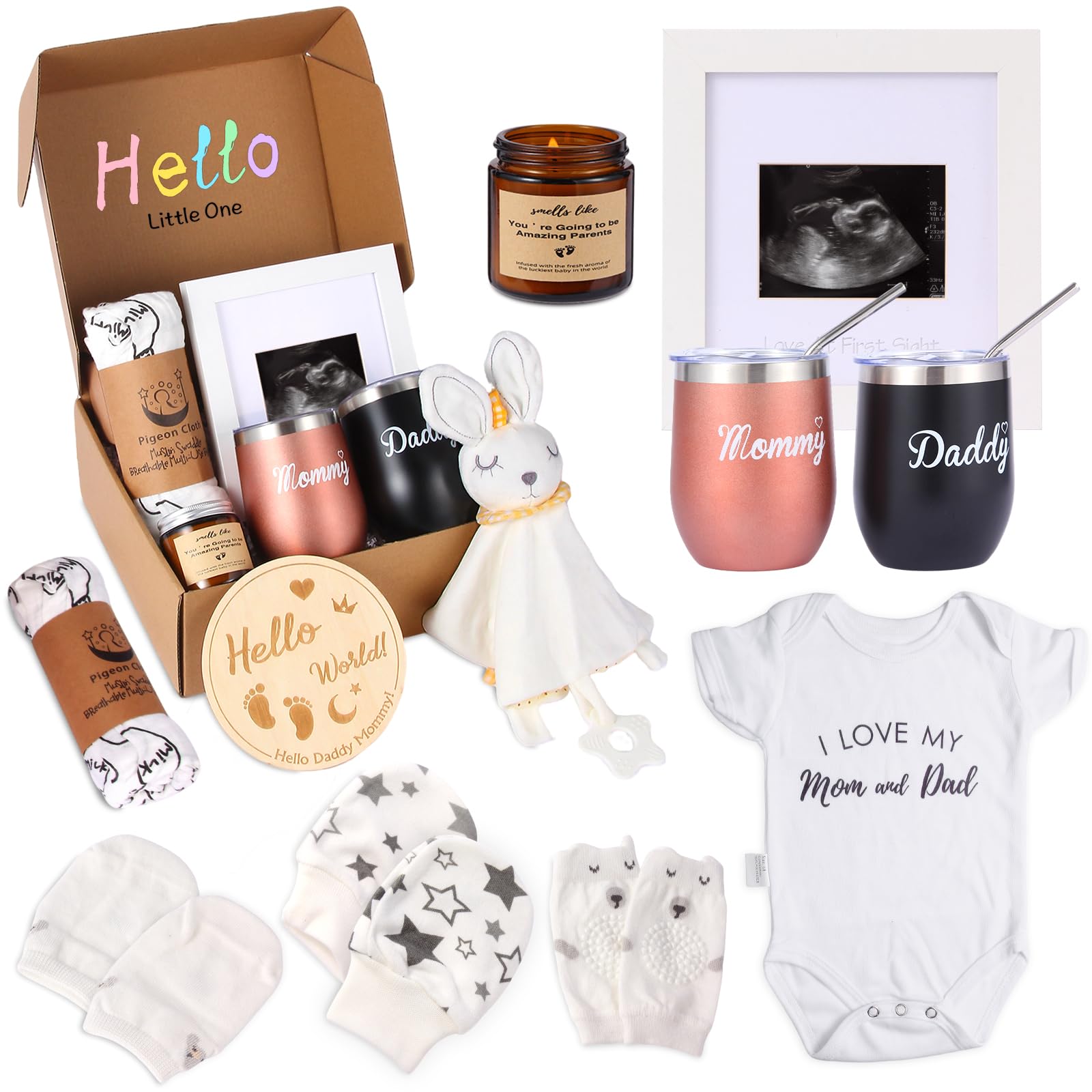 ACLZDXWZ gender reveal gift box cover, premium keepsake presentation for new parents.