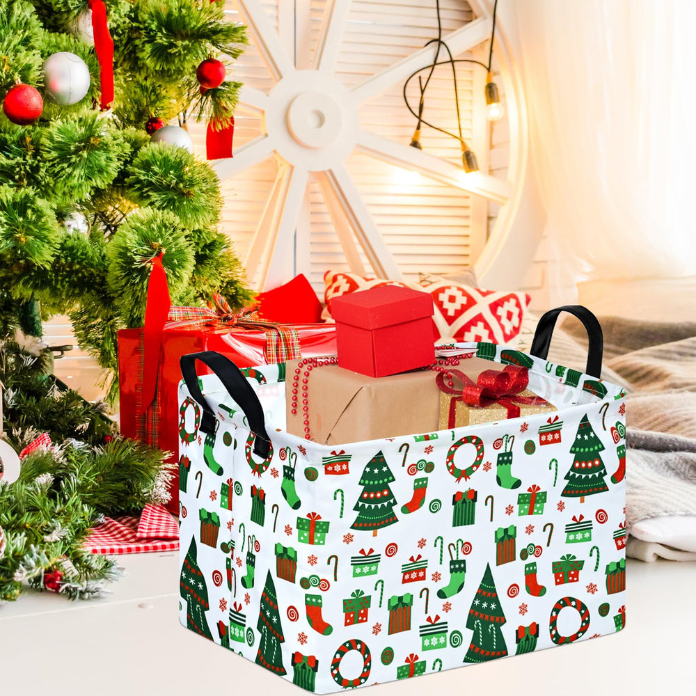 ACMUUNI basket features sturdy black leather handles for easy carrying.