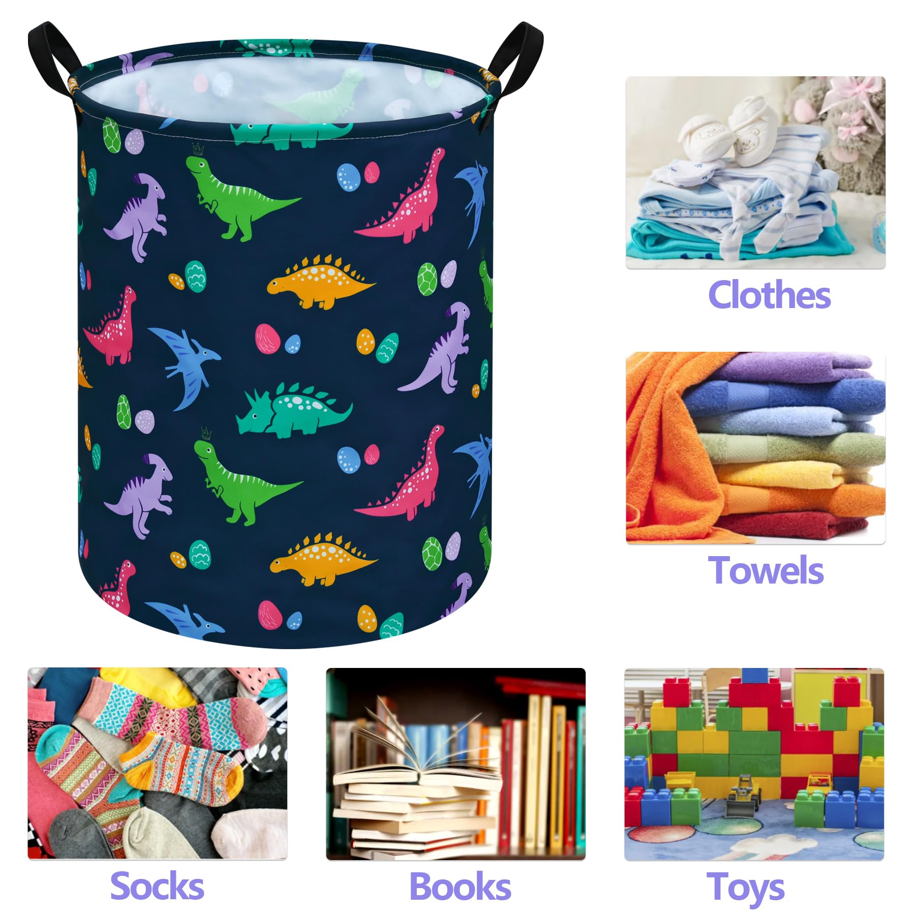ACMUUNI child-friendly dinosaur pattern adds playful touch to kids' laundry chores.
