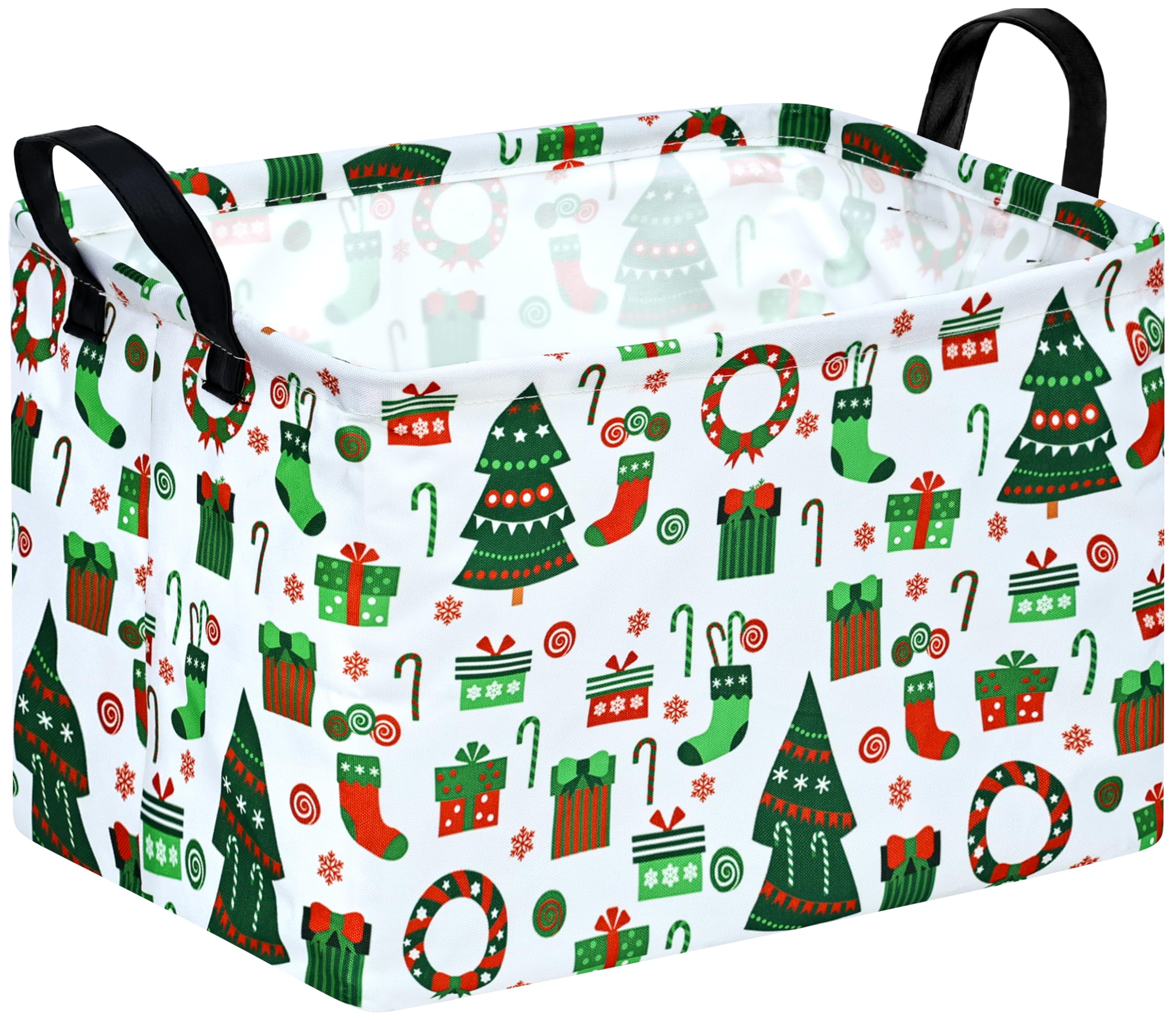 ACMUUNI Christmas gift basket storage bin in canvas adds festive organization.