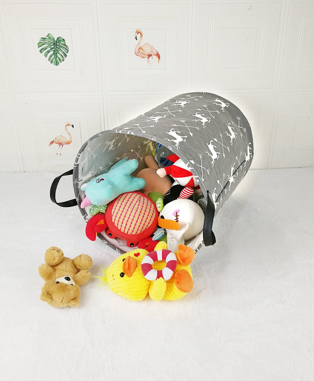 ACMUUNI deer round laundry hamper suited for kid room organization and toys.
