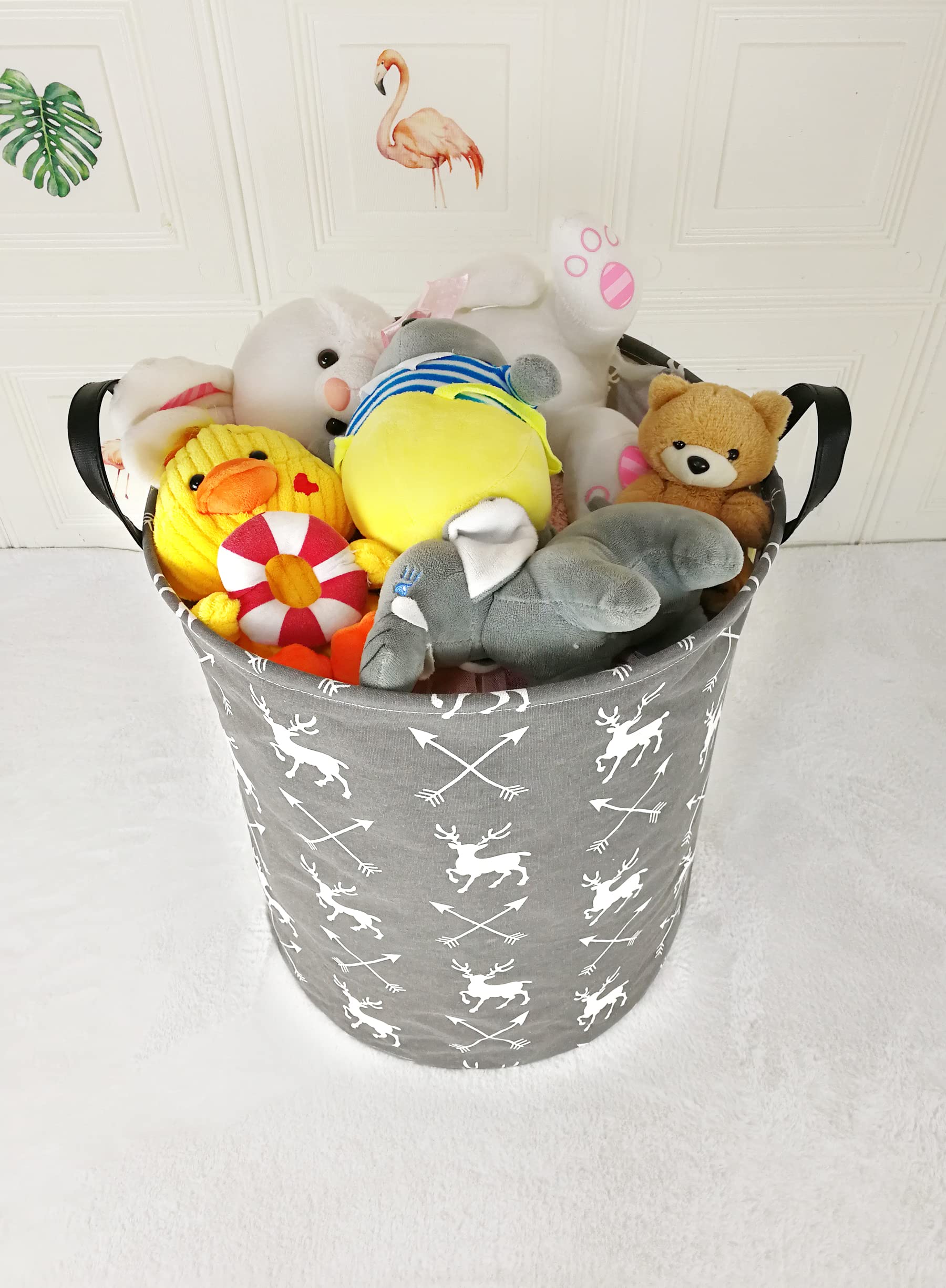 ACMUUNI deer nursery decor round hamper adding functional storage in baby rooms.