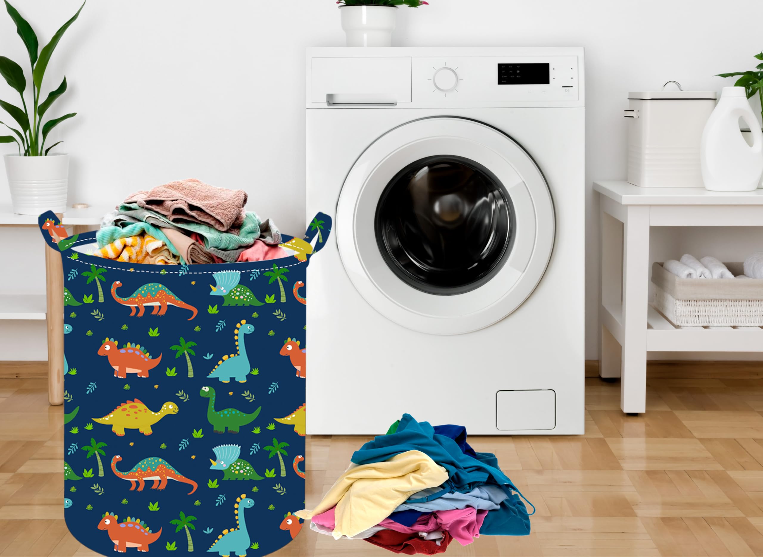 ACMUUNI dinosaur storage hamper organizes toys and books neatly