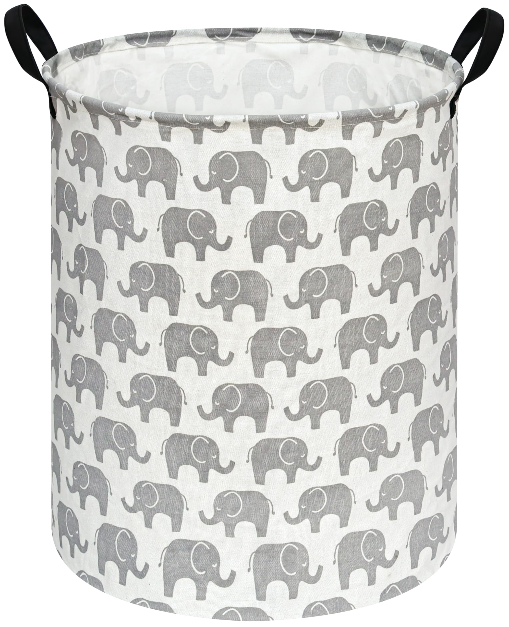 ACMUUNI elephant-round laundry basket front view for nursery storage and decor