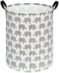 ACMUUNI elephant-round laundry basket front view for nursery storage and decor