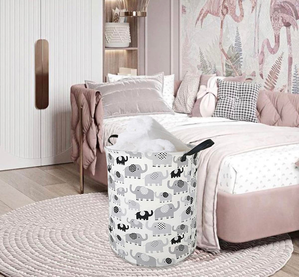 ACMUUNI laundry hamper full-dimension showcases round shape ideal for quick laundry sorting.