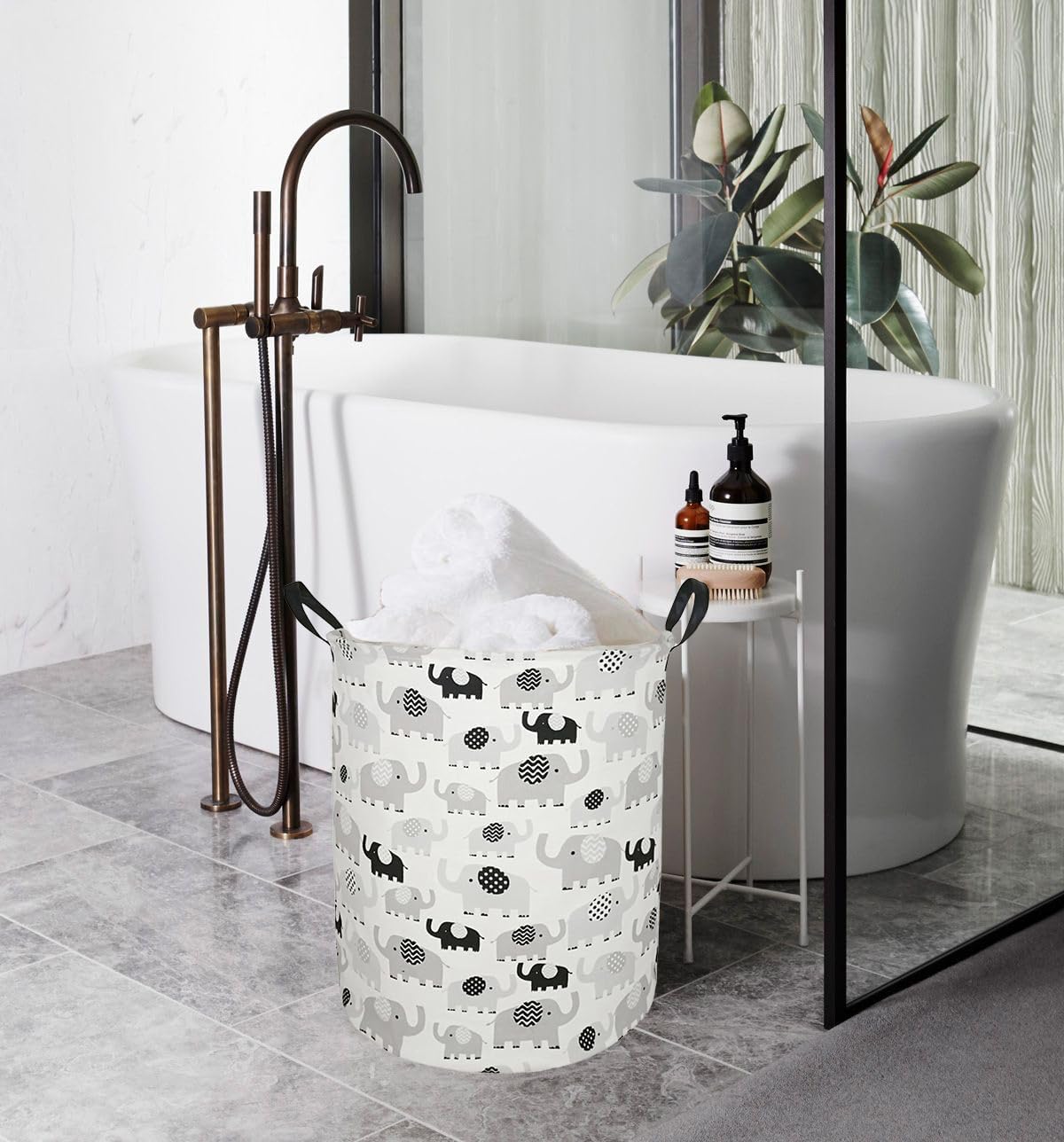 ACMUUNI laundry hamper toy-storage captures a clear view of toys and books neatly stored.