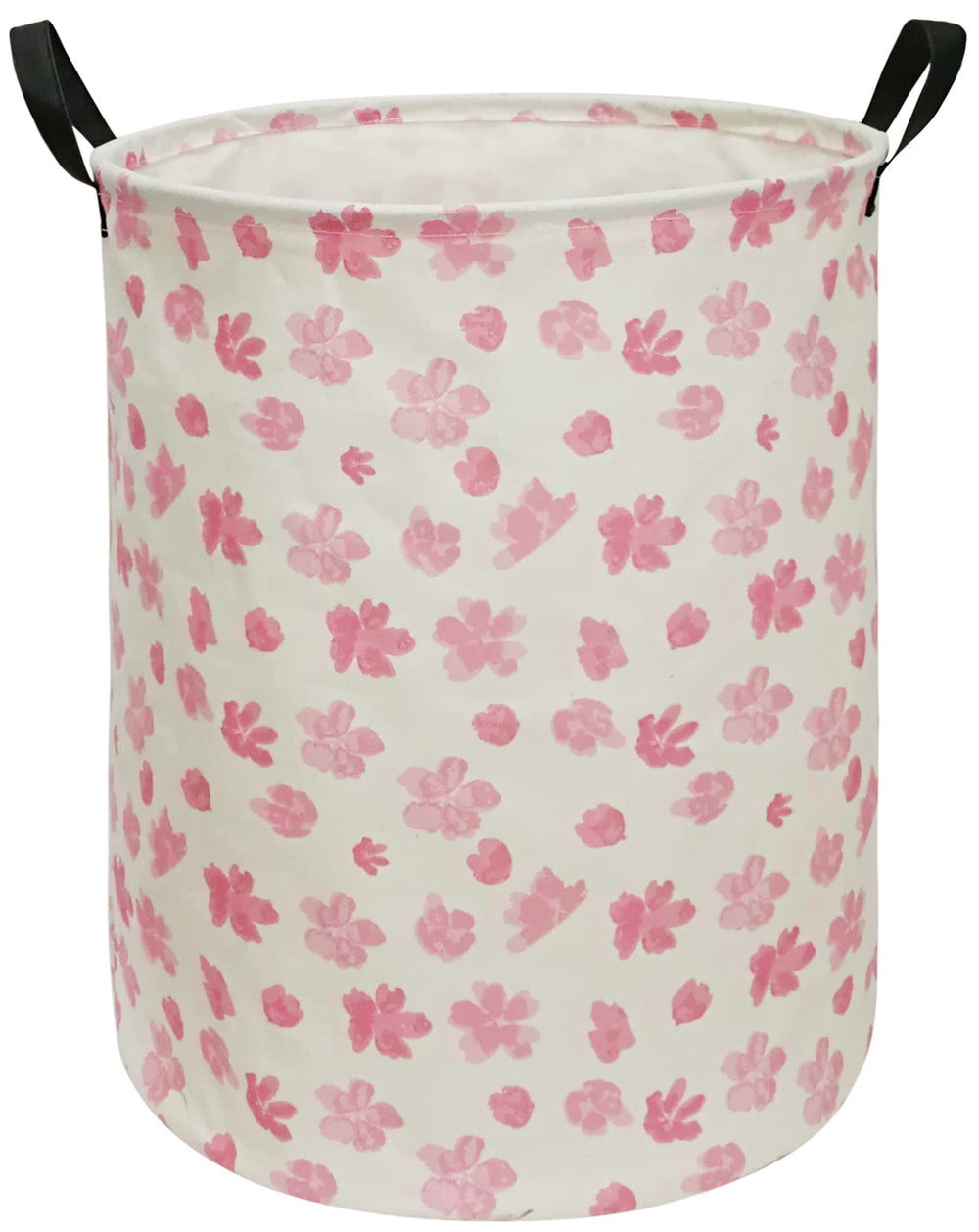 ACMUUNI pink flower laundry hamper front view for organized laundry storage