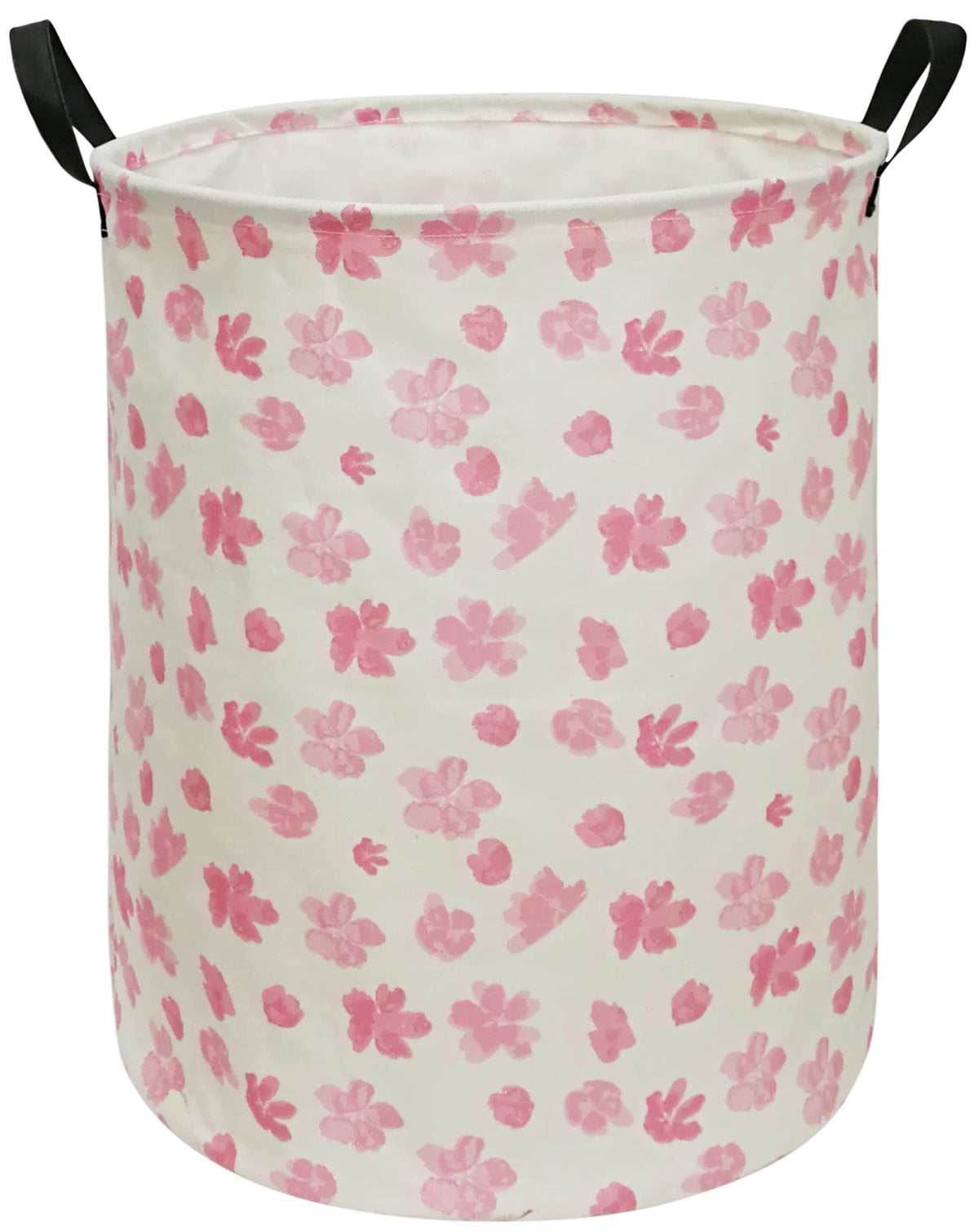ACMUUNI pink flower laundry hamper front view for organized laundry storage
