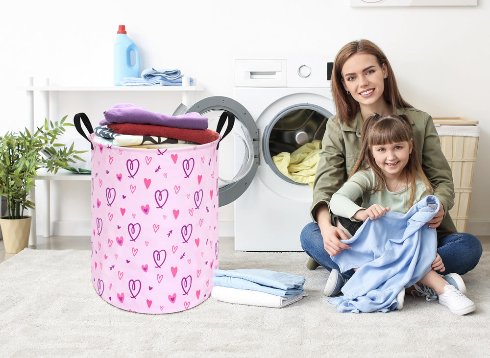 ACMUUNI pink nursery laundry hamper for toys and clothes