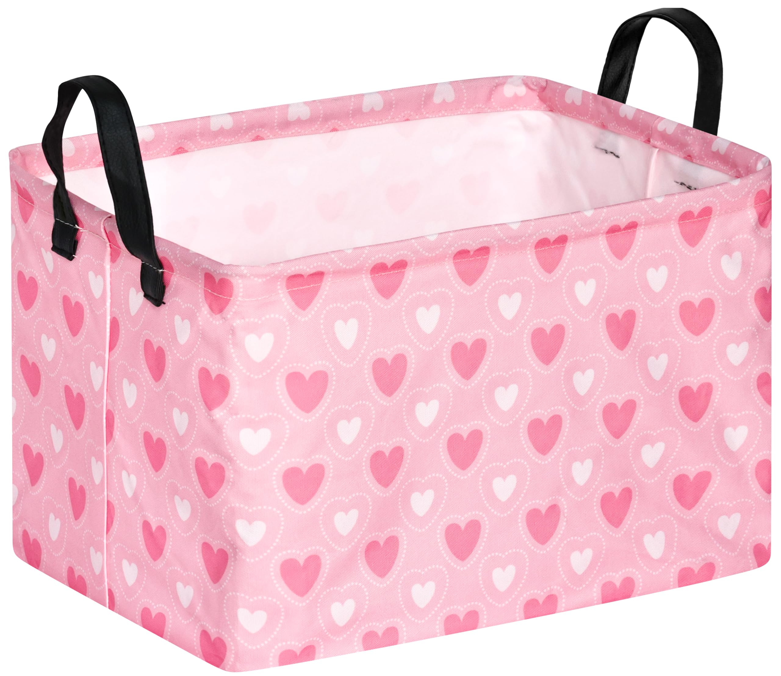 ACMUUNI rectangle basket with purple heart design enhances toy storage aesthetics.