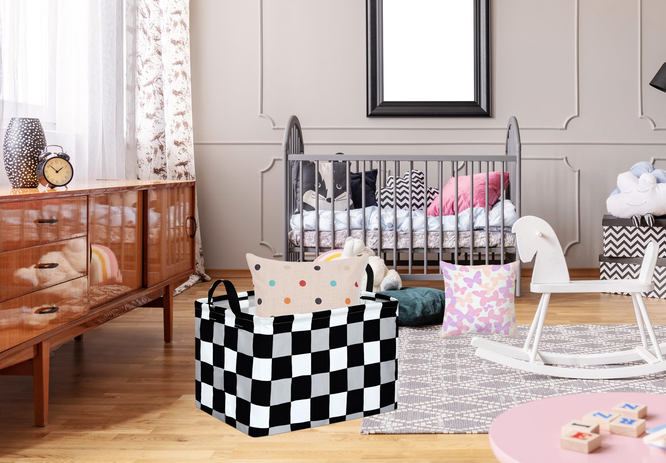 ACMUUNI Rectangle Gift Shelf basket handles for easy-carry and ergonomic transport.