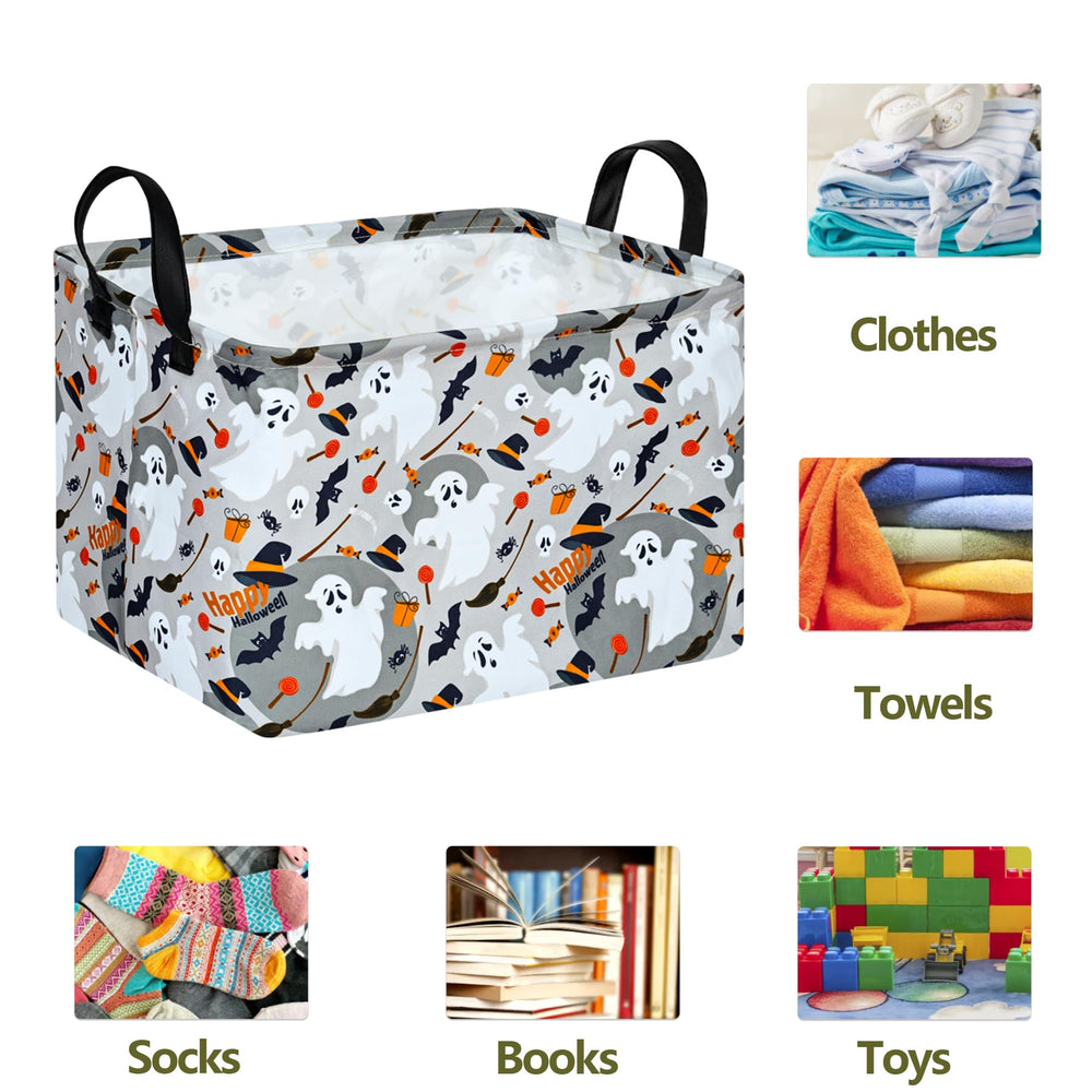 ACMUUNI rectangle gift shelf basket + Halloween decor and practical storage use