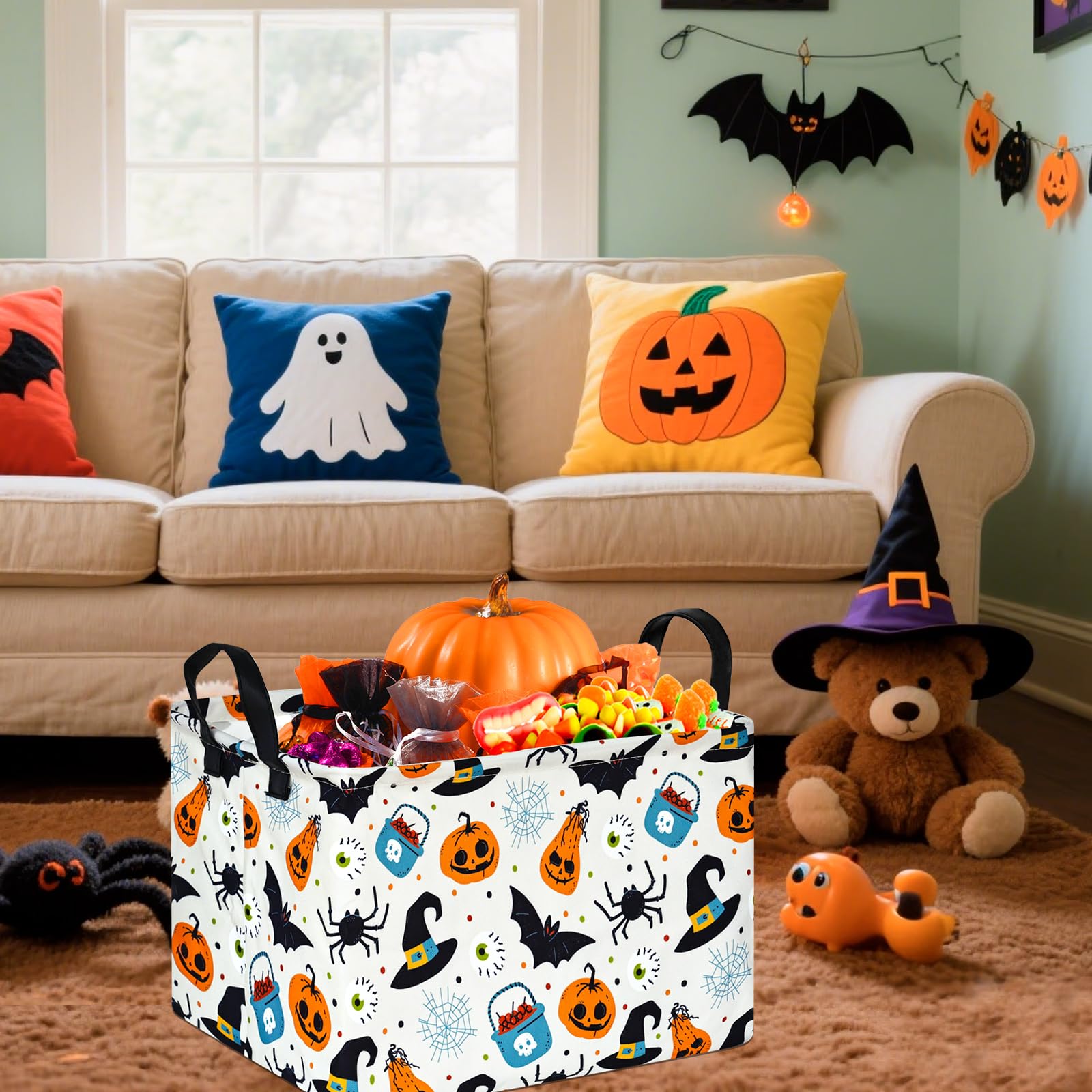 ACMUUNI rectangle gift shelf basket handles close-up showcases durability and easy carrying.