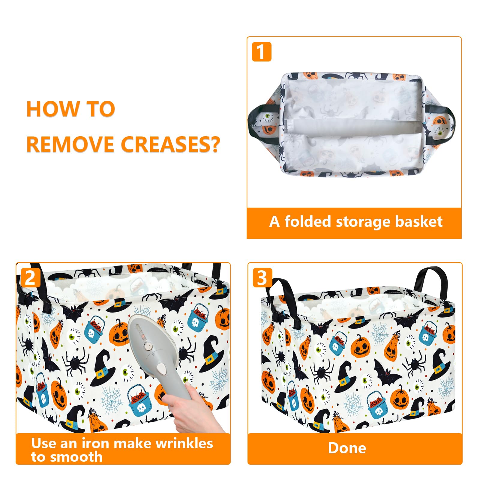ACMUUNI rectangle gift shelf basket pumpkin pattern adds seasonal charm for kids rooms.