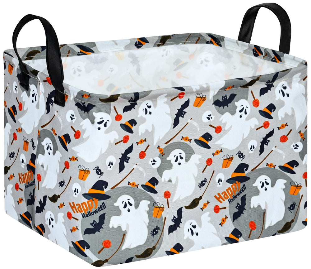 ACMUUNI rectangle gift shelf basket with pumpkin pattern for seasonal storage and decor