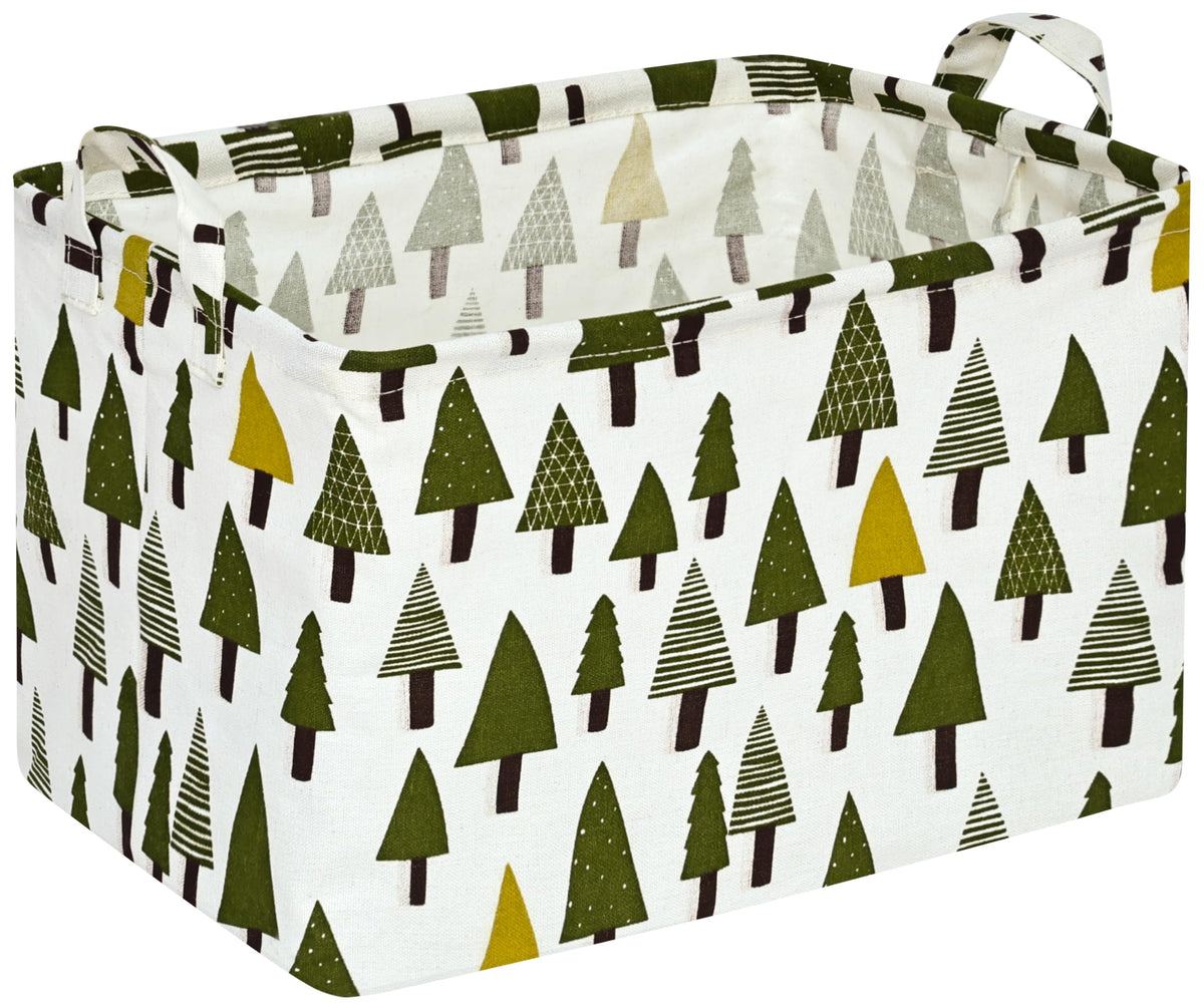 ACMUUNI rectangle storage basket with elephants and rainbows for playful toy organization.
