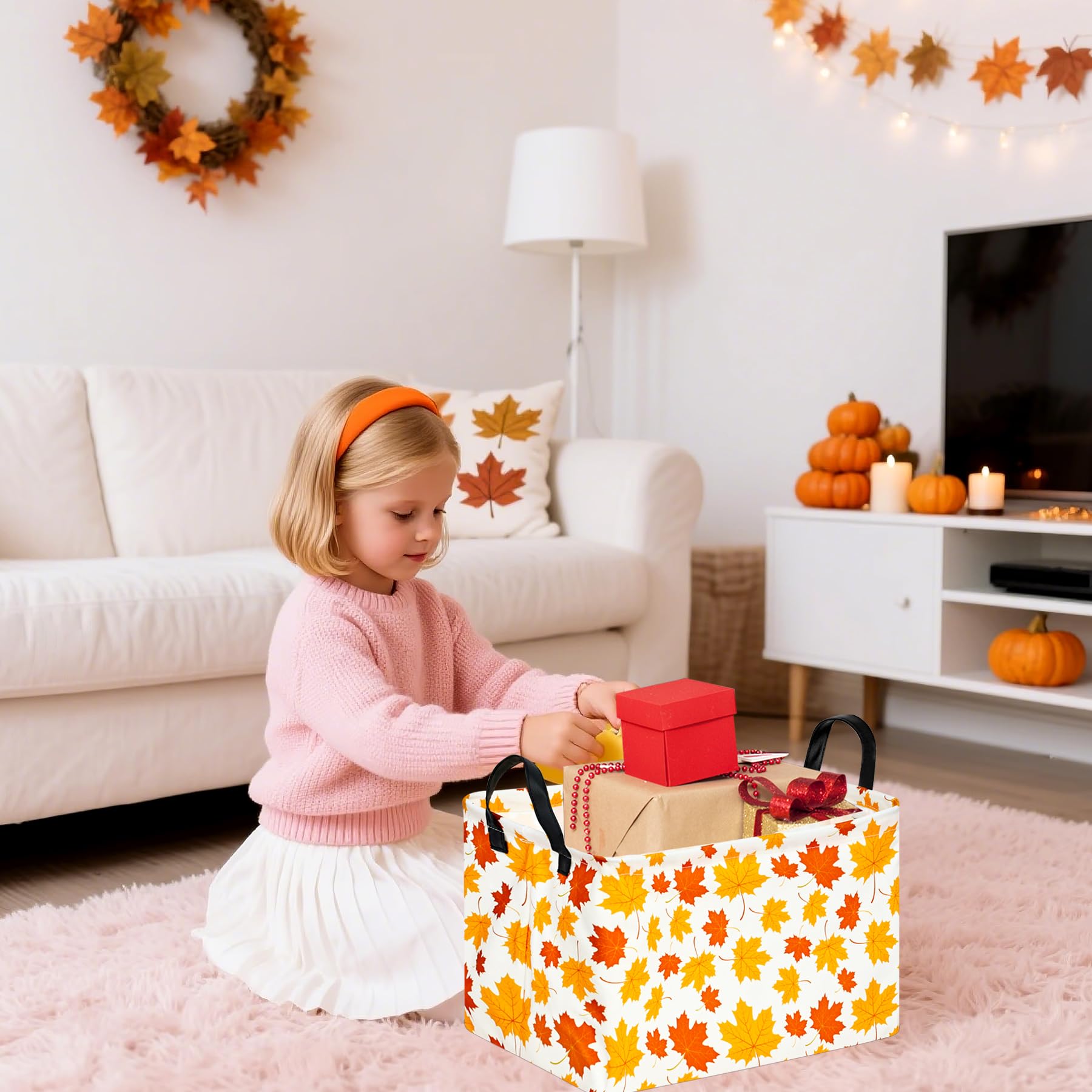 ACMUUNI rectangle storage basket organizes toys neatly in kids' rooms.