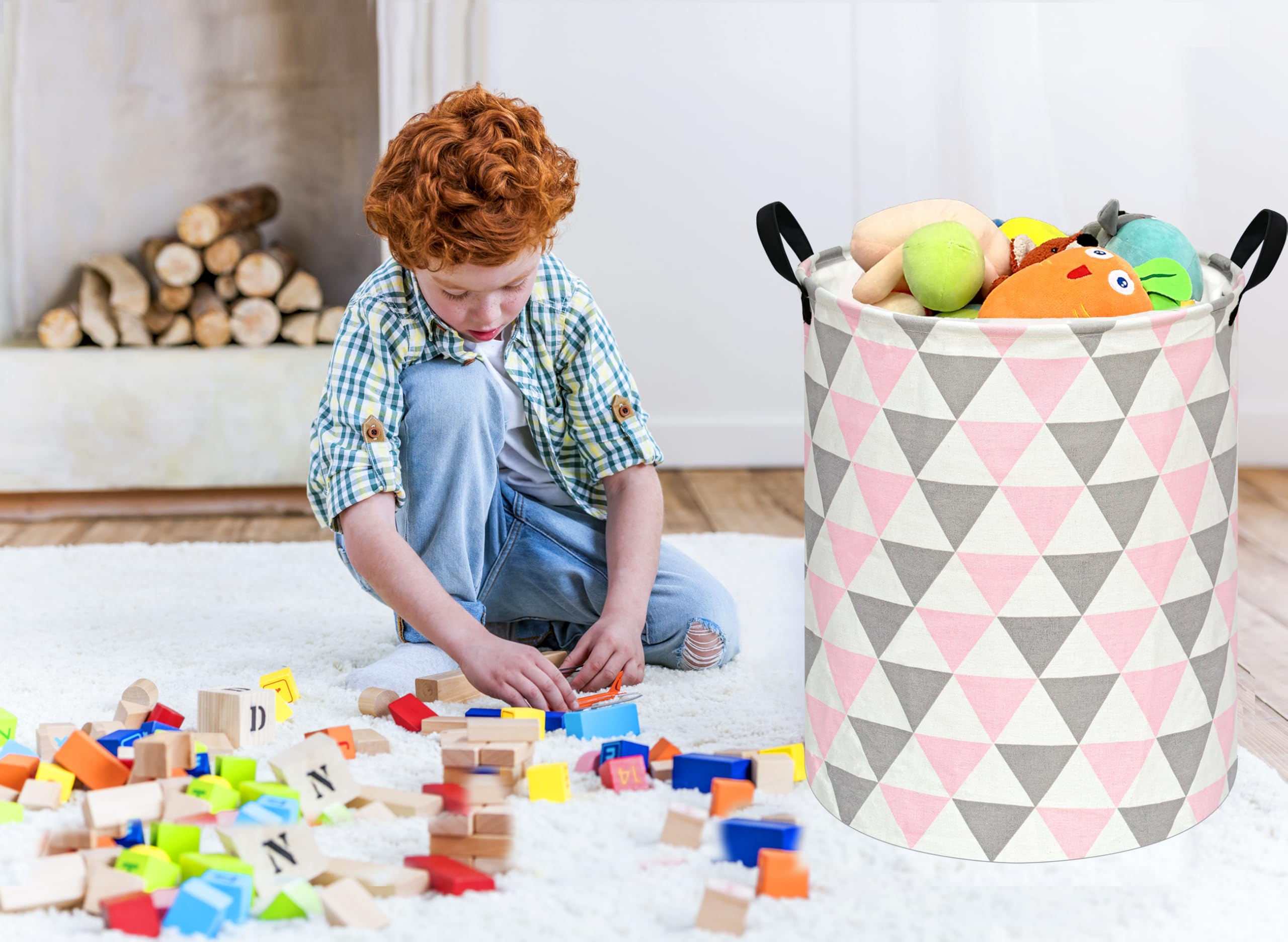 ACMUUNI round dinosaur hamper collapsible design for space-saving setup