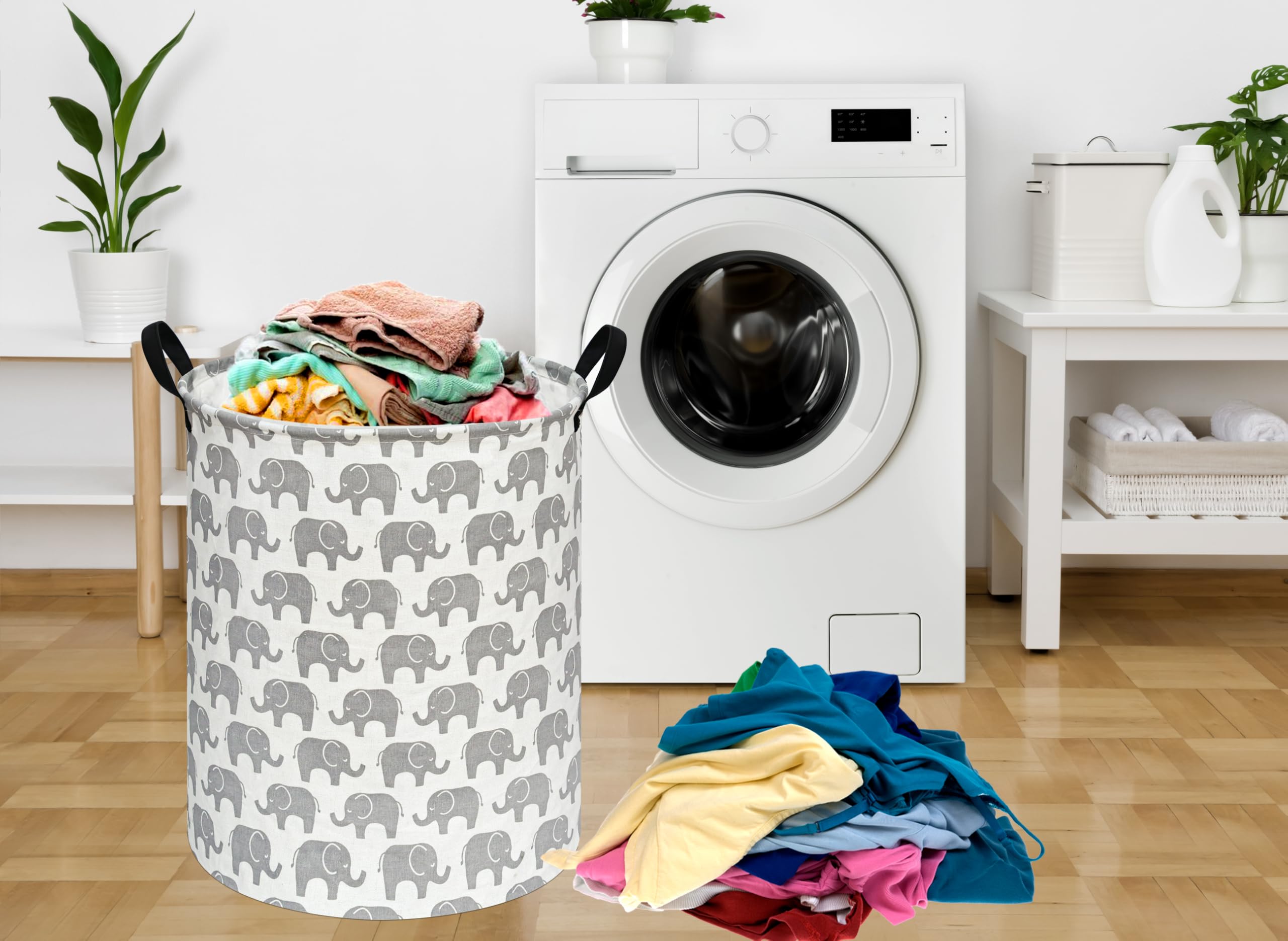 ACMUUNI round laundry basket with handles portable dorm laundry